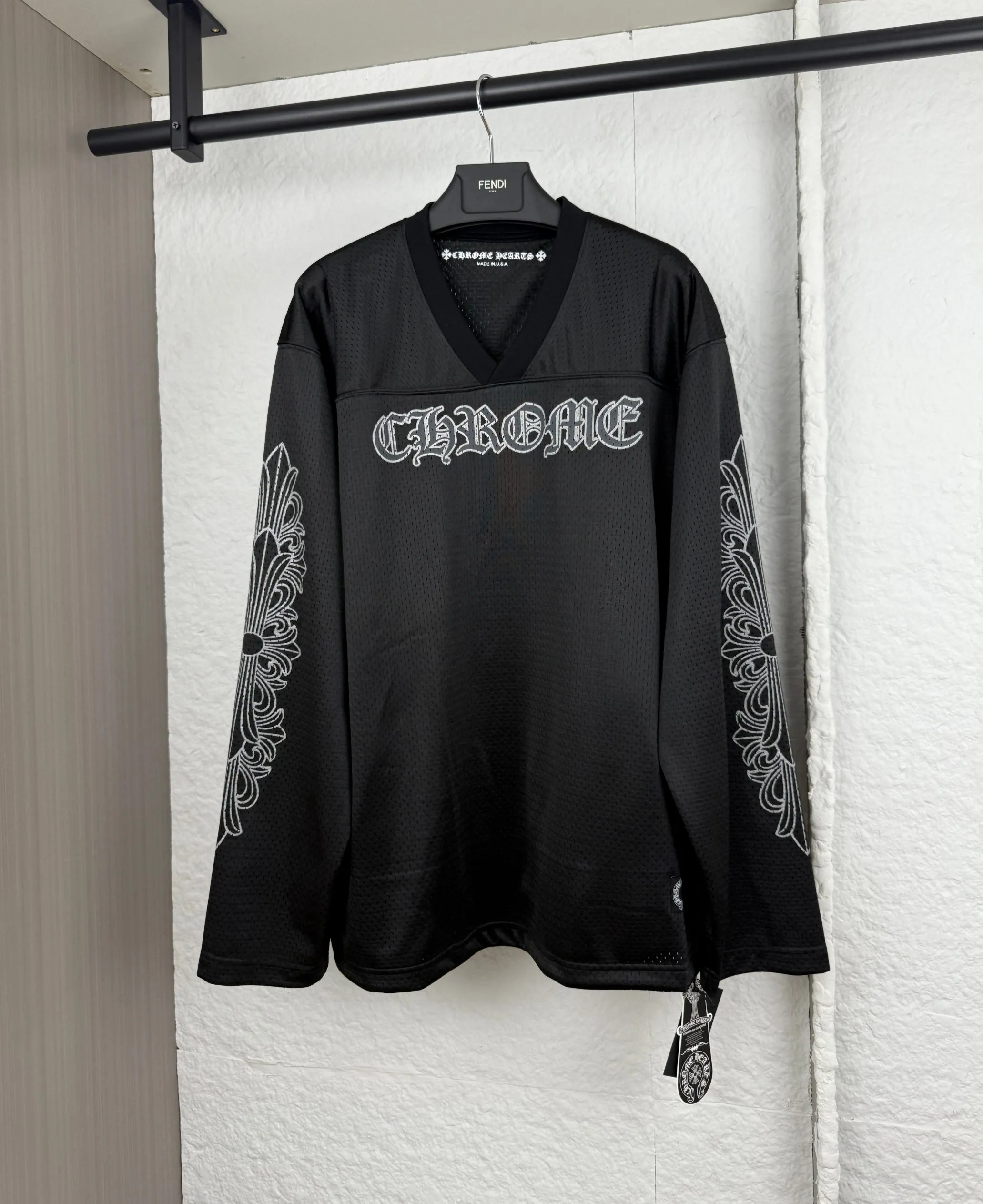 P340 Chrome Hearts Chrome Hearts Hockey Jersey Sanskrit Printed T-Shirt Long Sleeve S/M/L